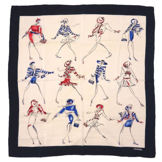 CHANEL scarf silk beige Coco Chanel Women Used Authentic
