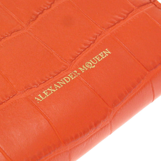 Alexander McQueen Tri-fold wallet 507048 Embossed leather Orange Compact wallet Women Used Authentic