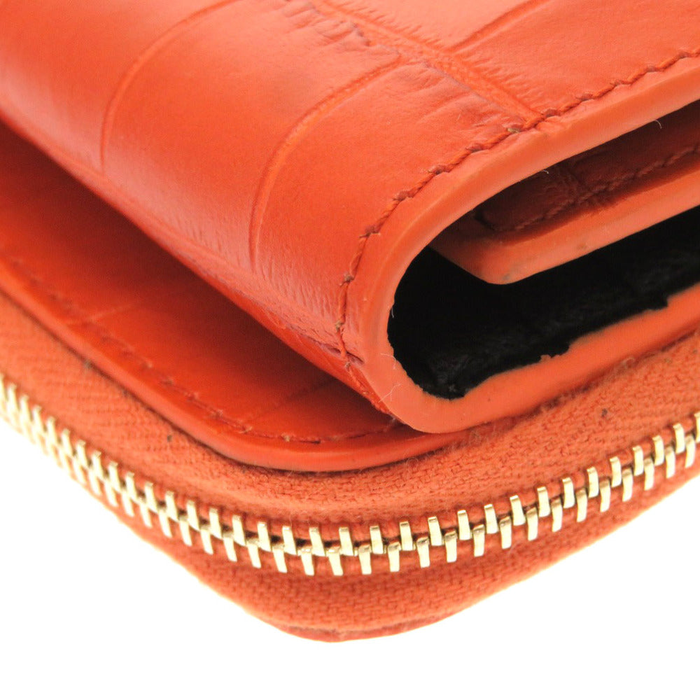 Alexander McQueen Tri-fold wallet 507048 Embossed leather Orange Compact wallet Women Used Authentic