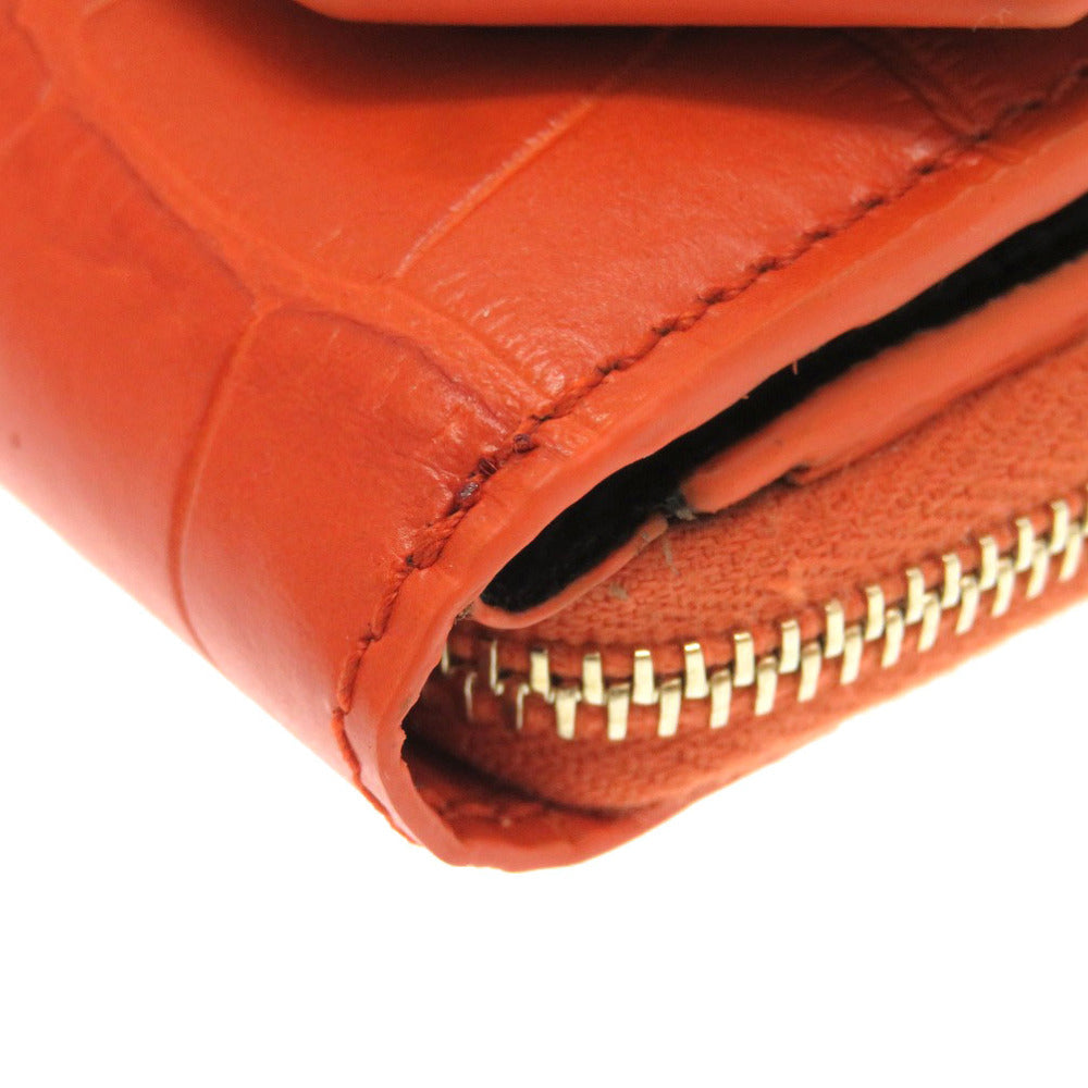 Alexander McQueen Tri-fold wallet 507048 Embossed leather Orange Compact wallet Women Used Authentic