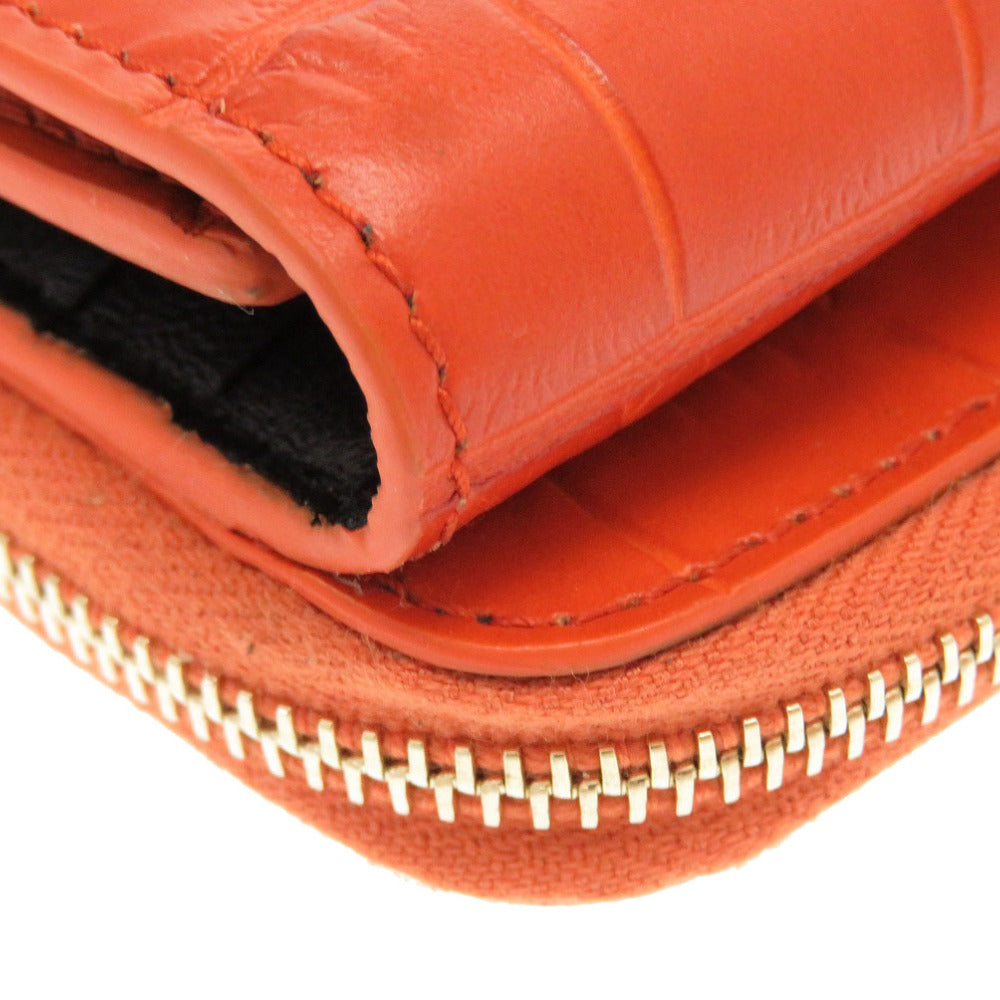 Alexander McQueen Tri-fold wallet 507048 Embossed leather Orange Compact wallet Women Used Authentic
