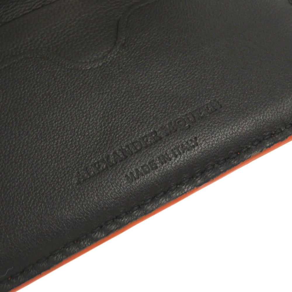 Alexander McQueen Tri-fold wallet 507048 Embossed leather Orange Compact wallet Women Used Authentic
