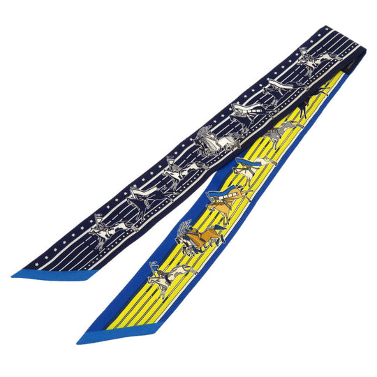 HERMES scarf silk blue Pawnee Chief Pani La Shar Pawnee Women Used Authentic