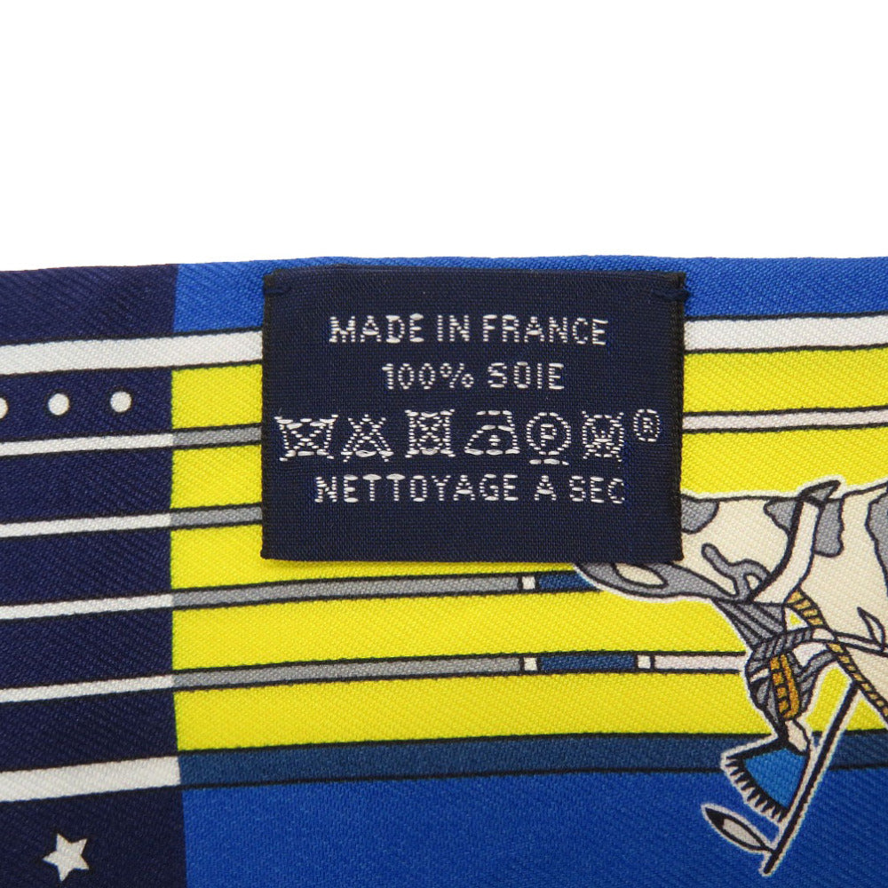 HERMES scarf silk blue Pawnee Chief Pani La Shar Pawnee Women Used Authentic