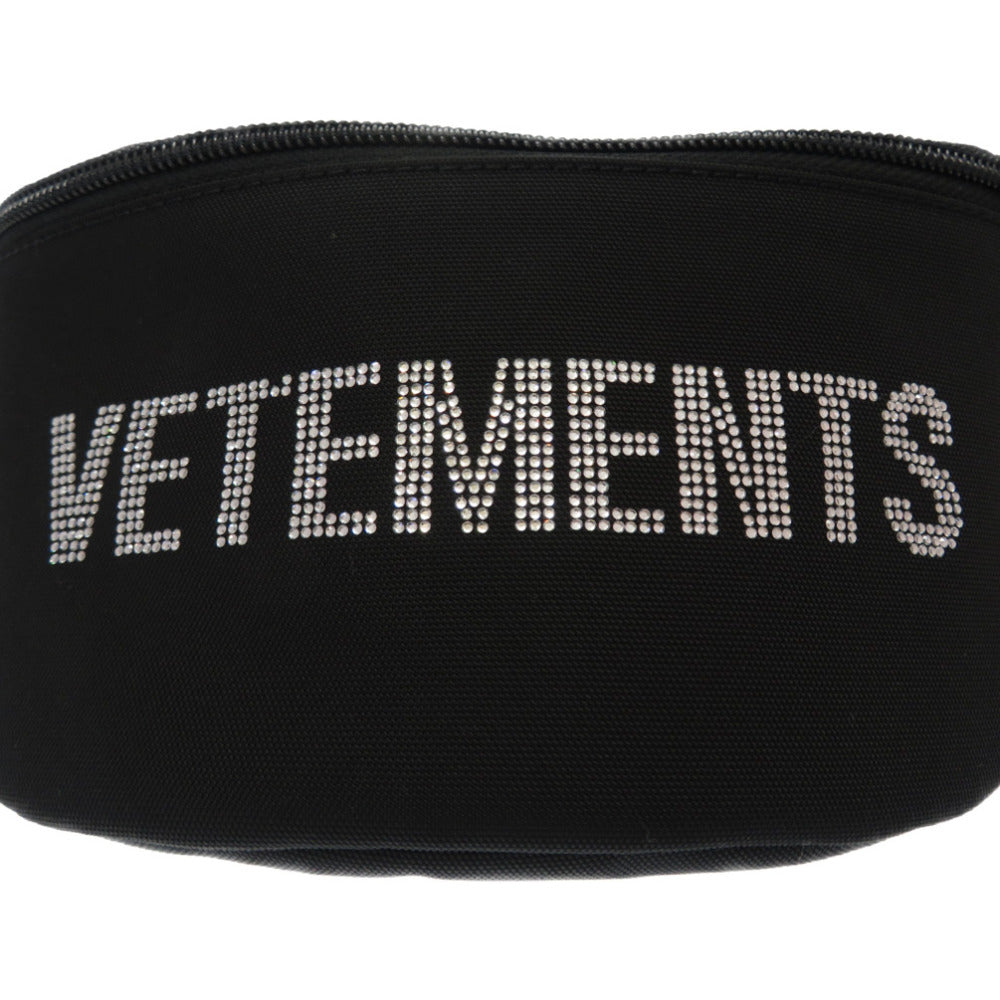 VETEMENTS Waist bag Nylon canvas, rhinestones black Waist belt bag mens Used Authentic