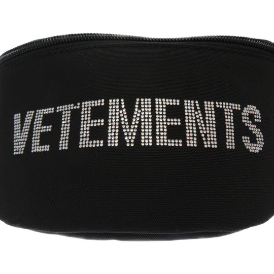 VETEMENTS Waist bag Nylon canvas, rhinestones black Waist belt bag mens Used Authentic