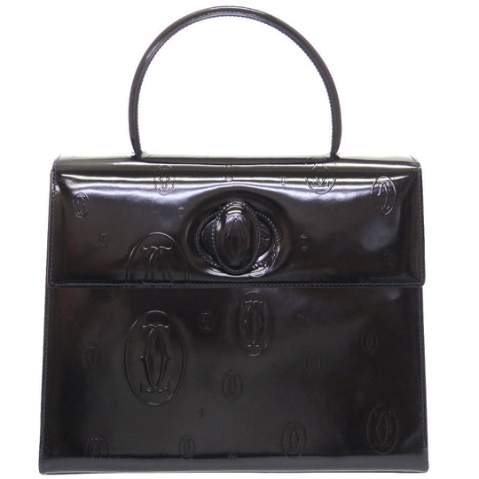 CARTIER Handbag Patent leather black happy Birthday Women Used Authentic