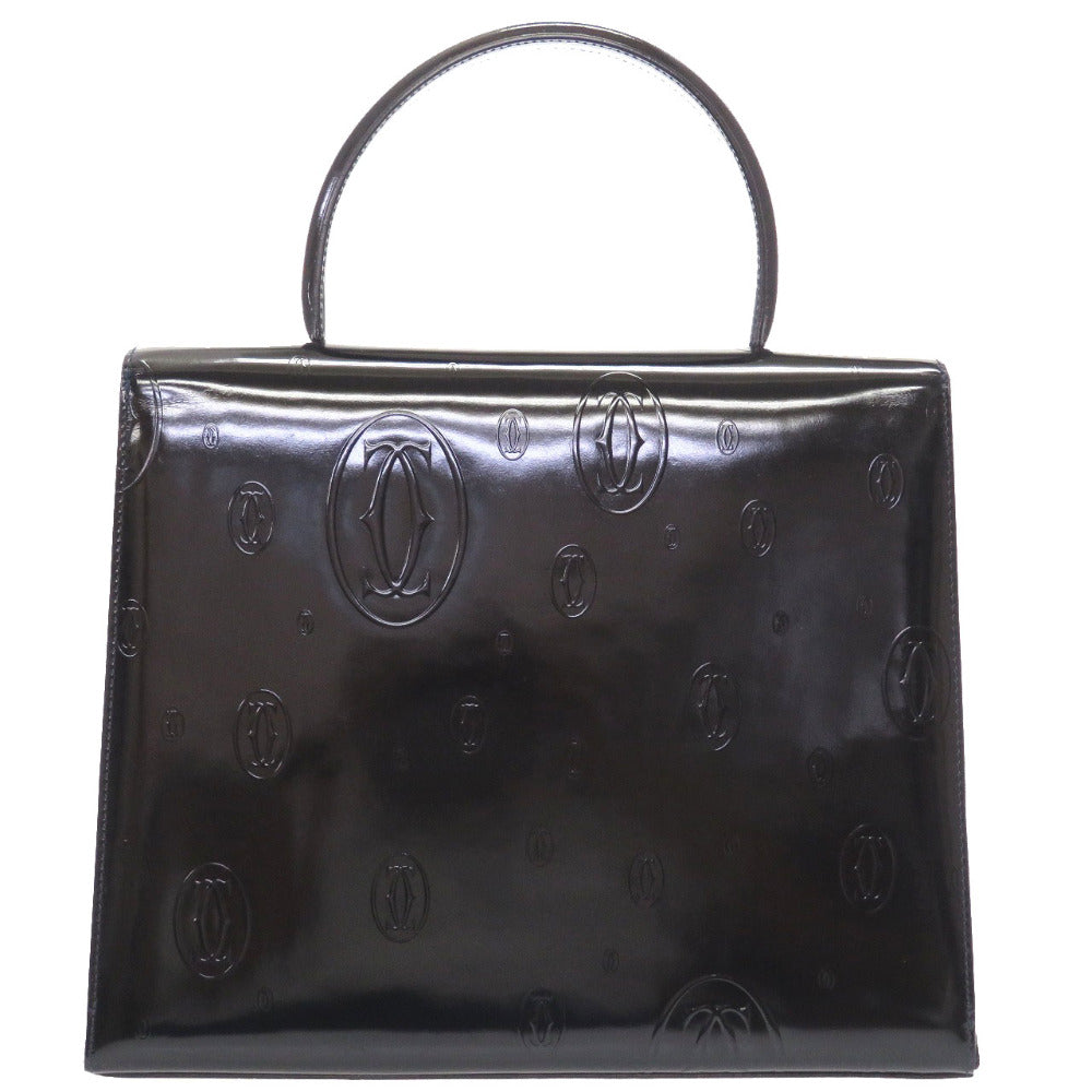 CARTIER Handbag Patent leather black happy Birthday Women Used Authentic