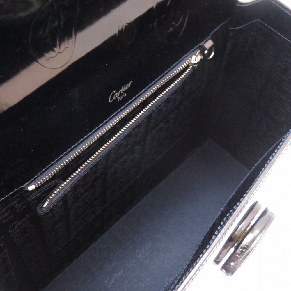CARTIER Handbag Patent leather black happy Birthday Women Used Authentic
