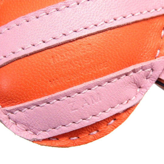 HERMES key ring leather Orange poppy charm Gee Gee Savannah Women Used Authentic