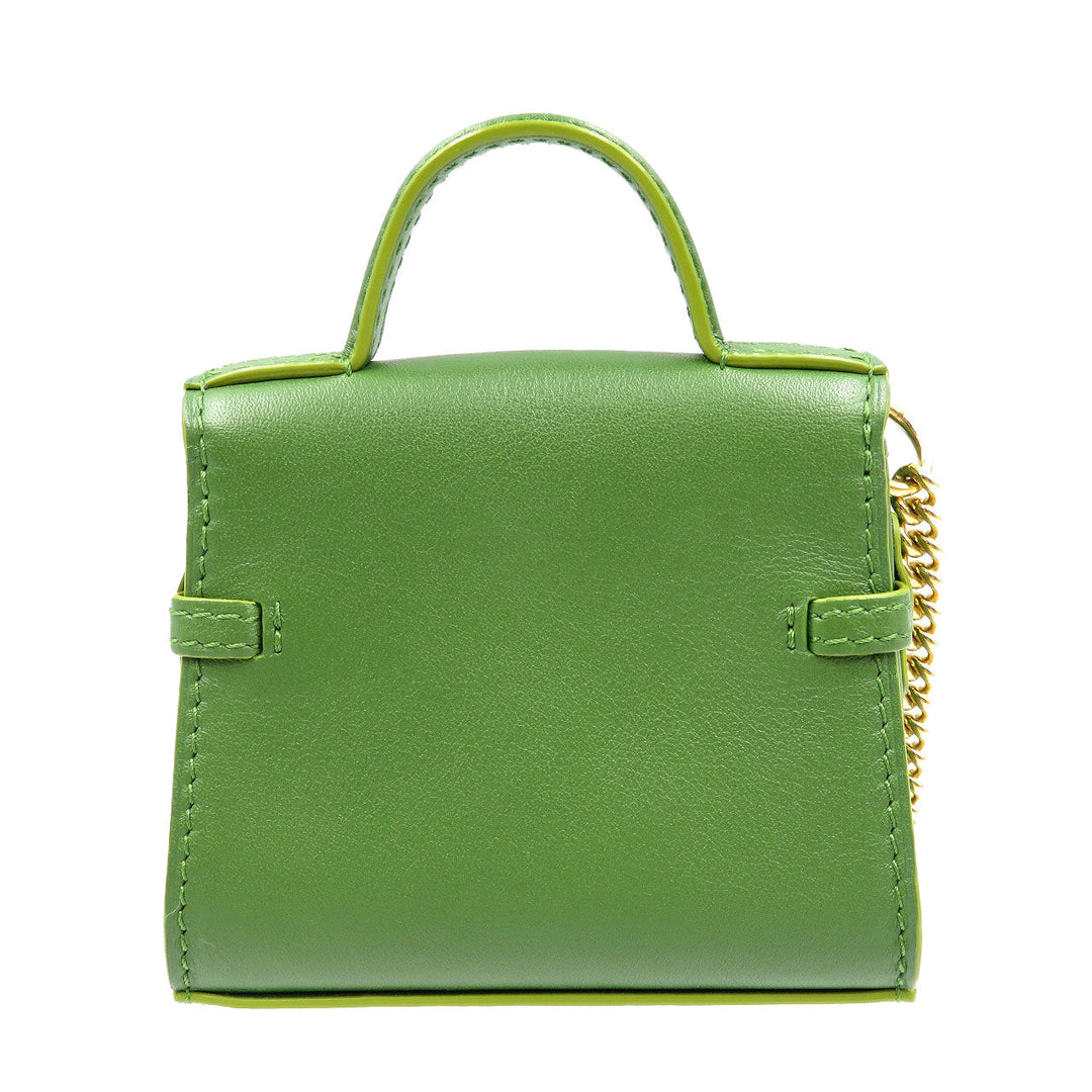 DELVAUX key ring leather green Tempate Women Used Authentic