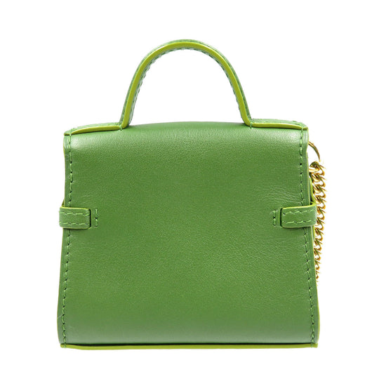 DELVAUX key ring leather green Tempate Women Used Authentic