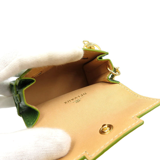 DELVAUX key ring leather green Tempate Women Used Authentic