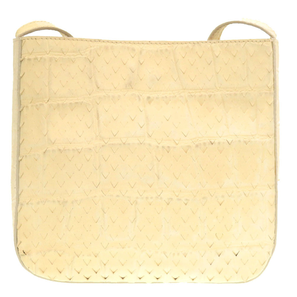 FENDI Shoulder Bag Embossed leather Ivory Women Used Authentic
