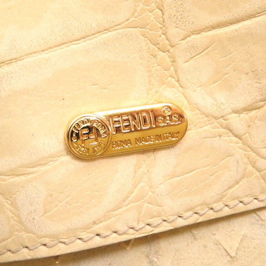 FENDI Shoulder Bag Embossed leather Ivory Women Used Authentic