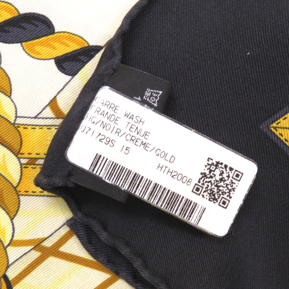 HERMES scarf silk Noir Kare Wash 90 Formal Dress unisex(Unisex) Used Authentic