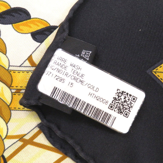 HERMES scarf silk Noir Kare Wash 90 Formal Dress unisex(Unisex) Used Authentic
