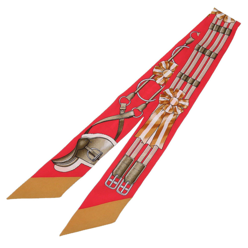 HERMES scarf silk Rouge viv Twilly Women Used Authentic