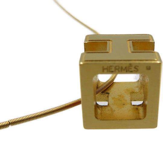 HERMES Necklace metal Orange Cardue Ash H-cube Women Used Authentic