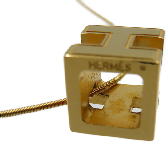 HERMES Necklace metal Orange Cardue Ash H-cube Women Used Authentic