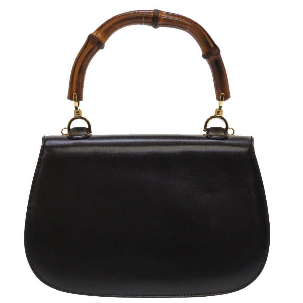 GUCCI Handbag 000 46 0633 Leather x Bamboo black Women Used Authentic