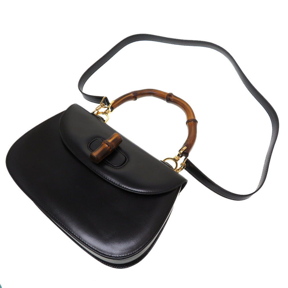 GUCCI Handbag 000 46 0633 Leather x Bamboo black Women Used Authentic