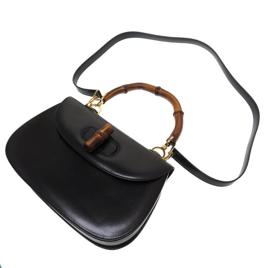 GUCCI Handbag 000 46 0633 Leather x Bamboo black Women Used Authentic