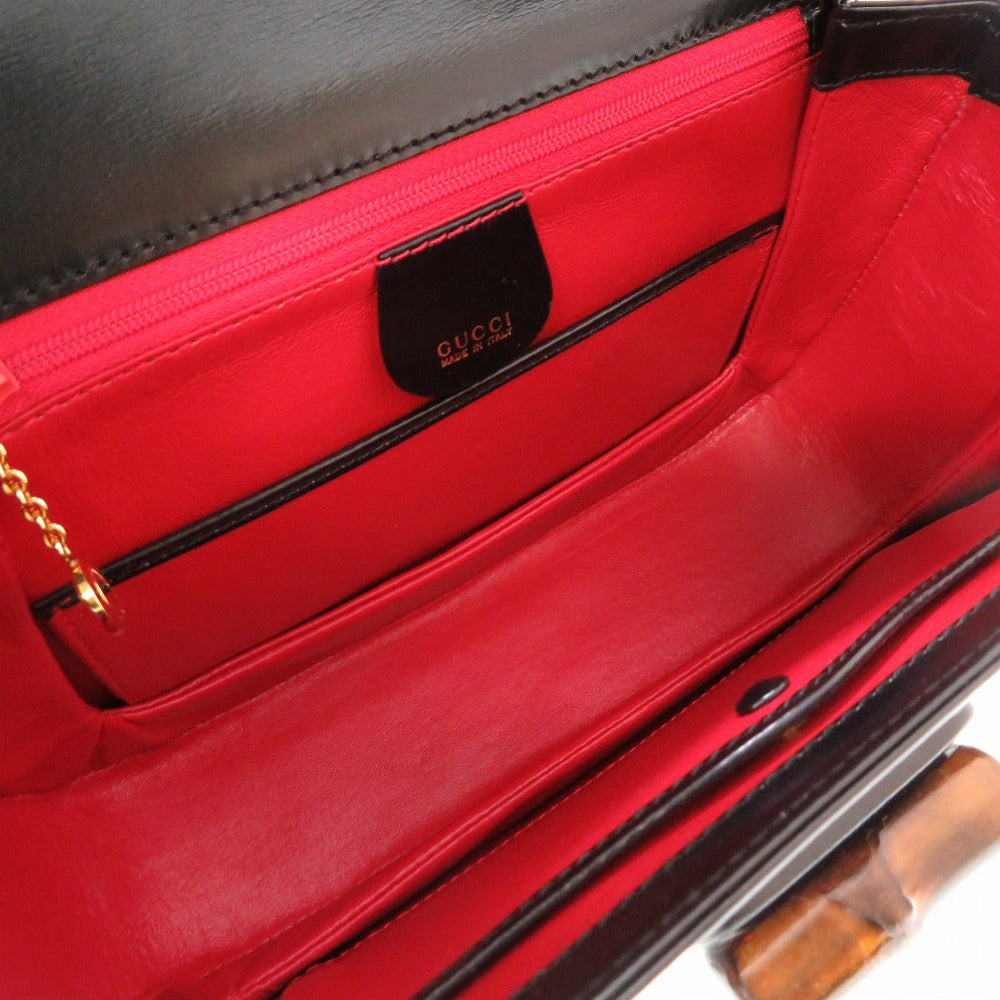 GUCCI Handbag 000 46 0633 Leather x Bamboo black Women Used Authentic