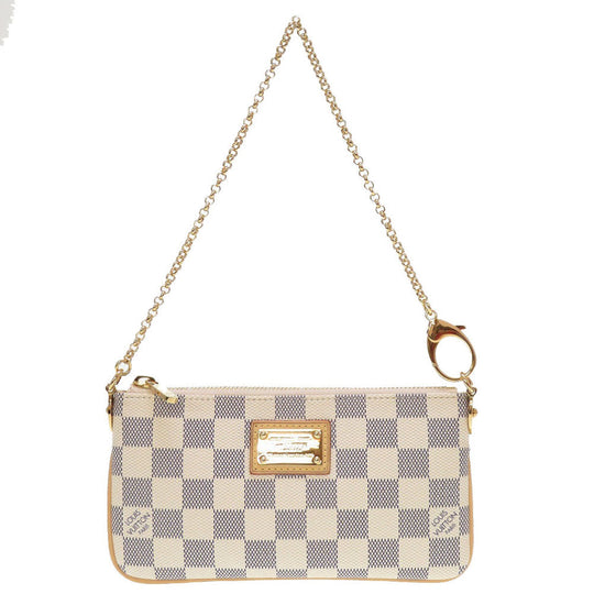 LOUIS VUITTON Pouch N60027 Damier Azur Canvas white Accessory pouch Damier Azur Pochette Mira MM Women Used Authentic