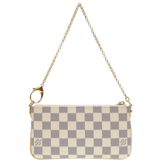 LOUIS VUITTON Pouch N60027 Damier Azur Canvas white Accessory pouch Damier Azur Pochette Mira MM Women Used Authentic