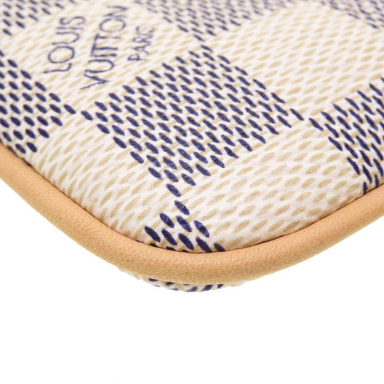 LOUIS VUITTON Pouch N60027 Damier Azur Canvas white Accessory pouch Damier Azur Pochette Mira MM Women Used Authentic