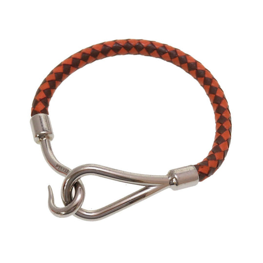 HERMES bracelet leather Brown Braid jumbo unisex(Unisex) Used Authentic