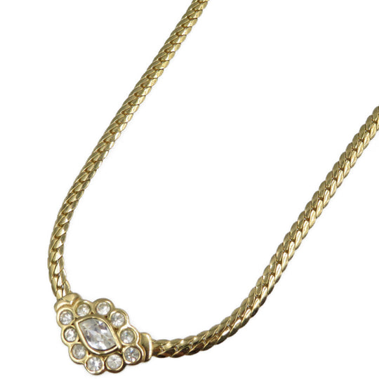 Christian Dior Necklace Metal, Rhinestone gold Women Used Authentic