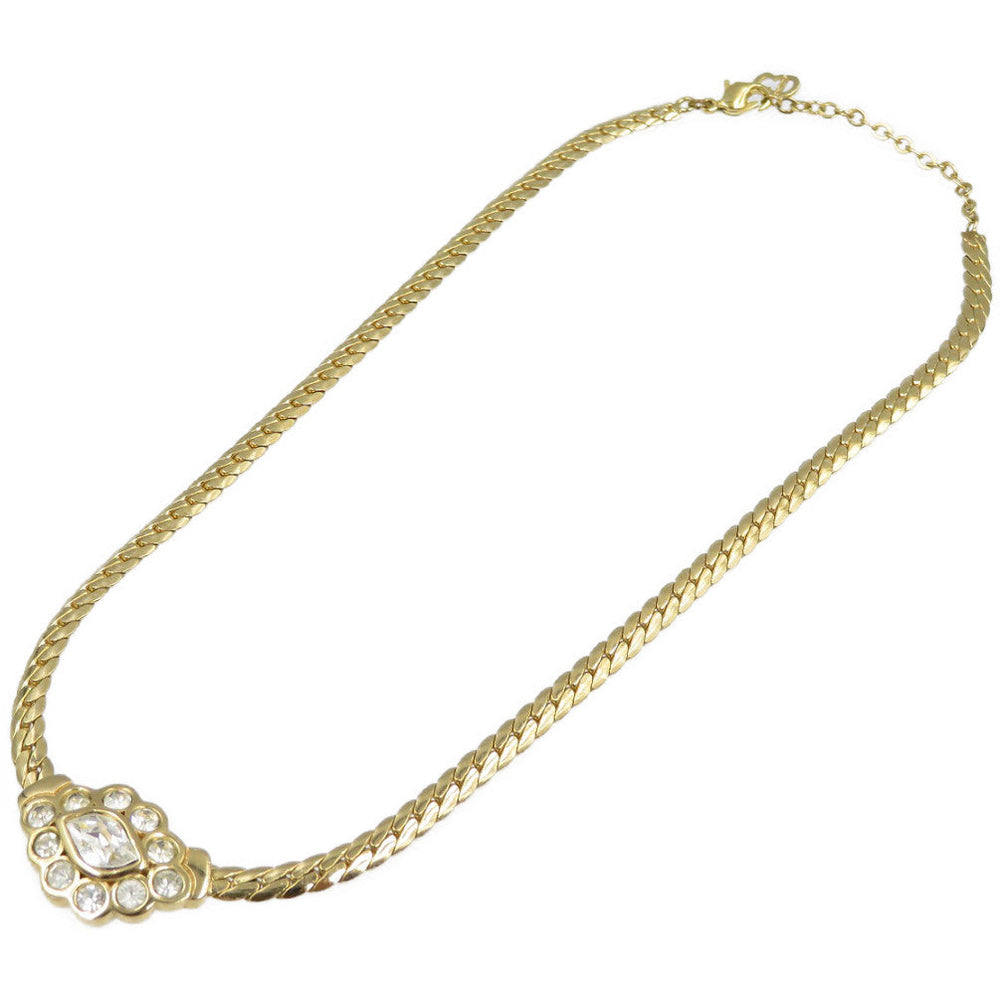 Christian Dior Necklace Metal, Rhinestone gold Women Used Authentic