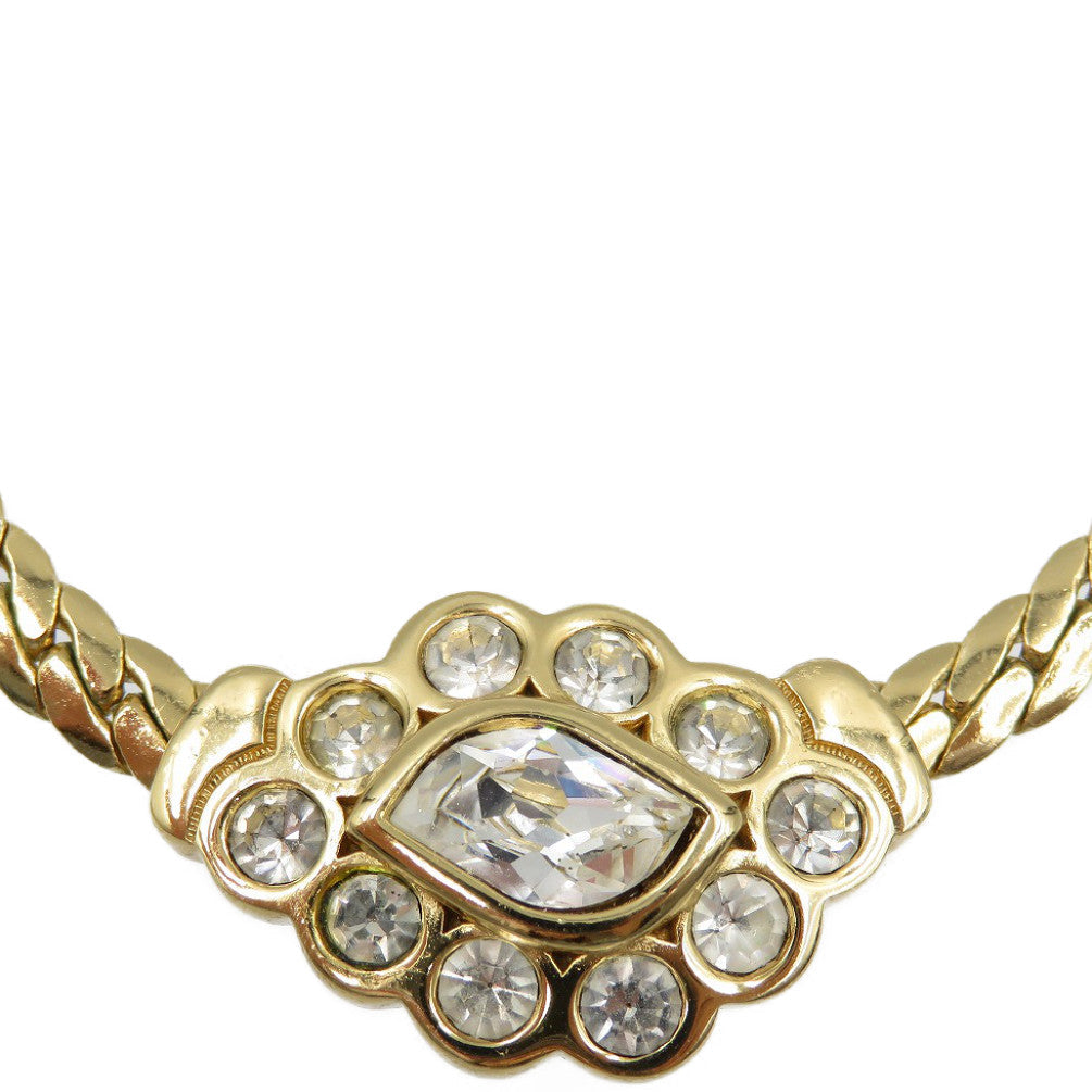 Christian Dior Necklace Metal, Rhinestone gold Women Used Authentic