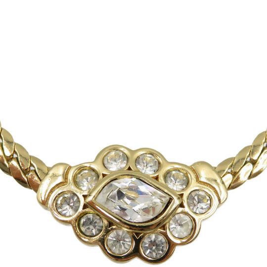 Christian Dior Necklace Metal, Rhinestone gold Women Used Authentic