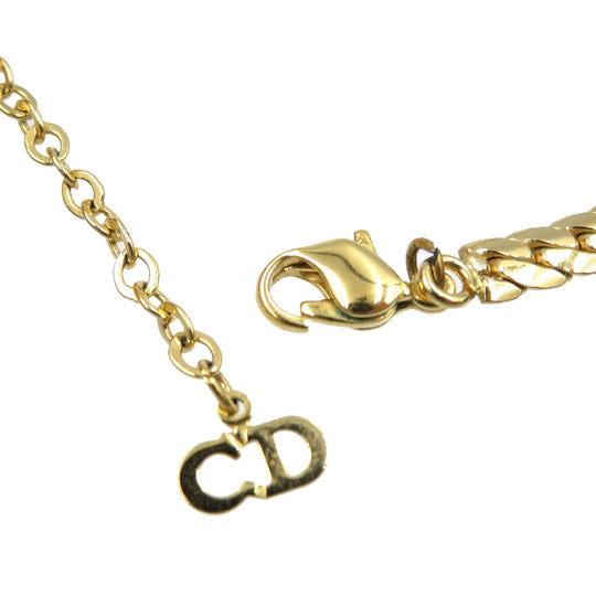 Christian Dior Necklace Metal, Rhinestone gold Women Used Authentic