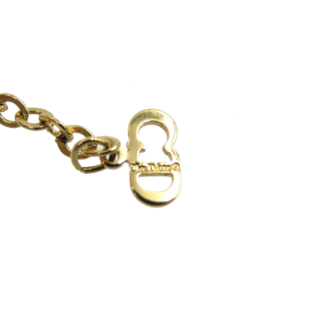 Christian Dior Necklace Metal, Rhinestone gold Women Used Authentic