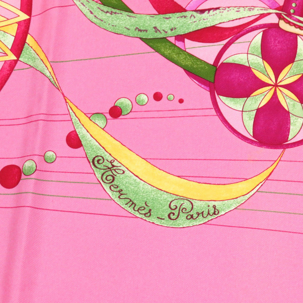 HERMES scarf silk pink Carre90 La Danse du Cosmos Dance of the Universe Women Used Authentic