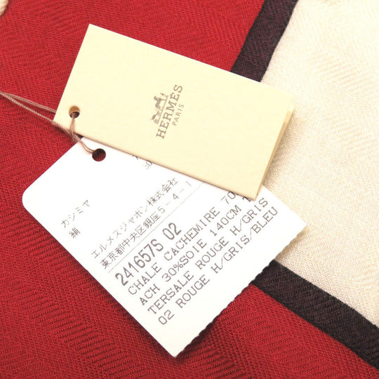 HERMES Stall cashmere Rouge ash Carre140 SELLIER racehorse horse unisex(Unisex) Used Authentic
