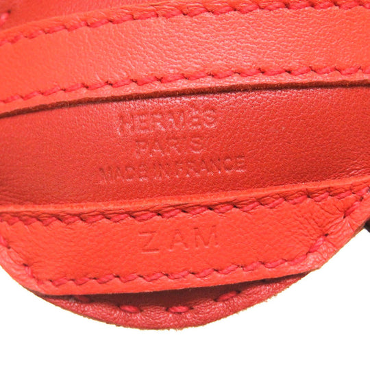 HERMES key ring leather Orange poppy Bag charm Gee Gee Savannah Women Used Authentic