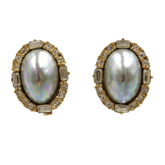 Christian Dior Earring Gold Plated, Faux Pearl gold Women Used Authentic