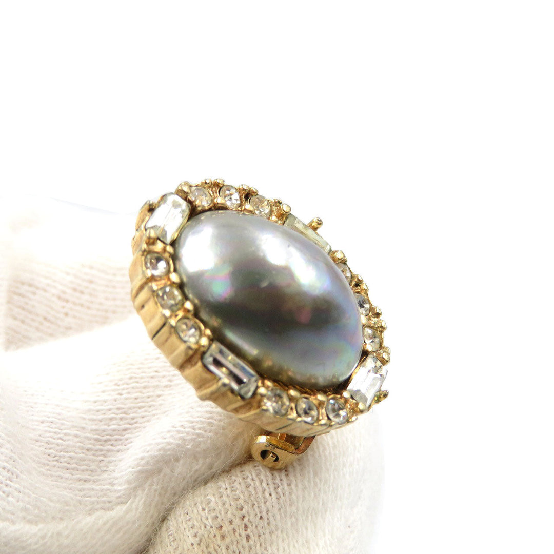 Christian Dior Earring Gold Plated, Faux Pearl gold Women Used Authentic