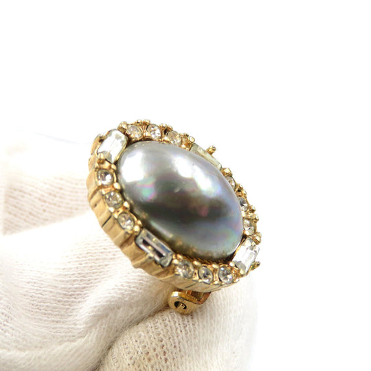 Christian Dior Earring Gold Plated, Faux Pearl gold Women Used Authentic