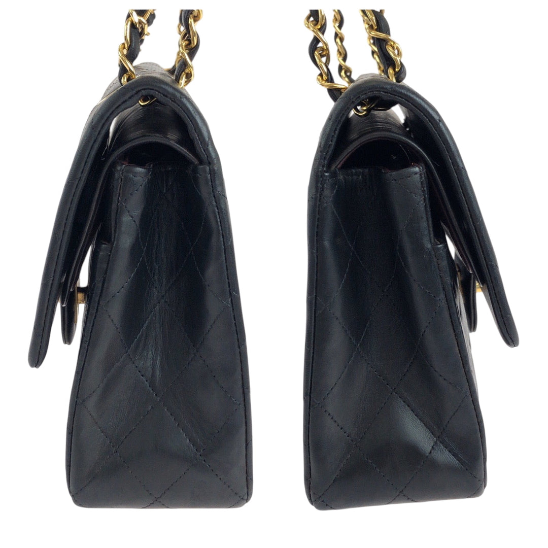 CHANEL Shoulder Bag lambskin Black GoldMetal ChainShoulder Bag Shoulder Matrasse W flap COCO Mark Turnlock Women Used Authentic