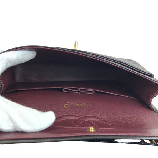 CHANEL Shoulder Bag lambskin Black GoldMetal ChainShoulder Bag Shoulder Matrasse W flap COCO Mark Turnlock Women Used Authentic