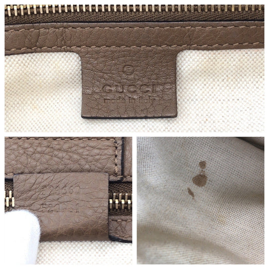 GUCCI Handbag 323660 leather Brown Gold Metal Handbag Tote Bag Bamboo Women Used Authentic