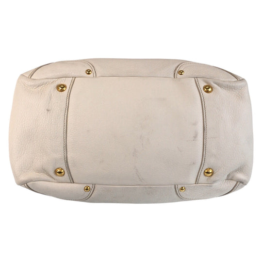 PRADA Tote Bag leather White Ivory Gold Metal Tote Bag Shoulder Bag 2way Vitterodino Women Used Authentic