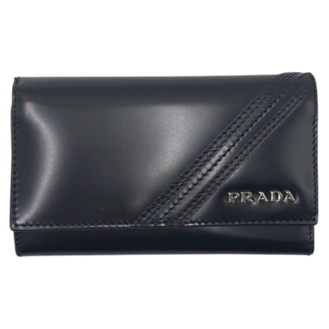 PRADA Key case Key holder  leather black Key case Key holder Unisex Women Used Authentic