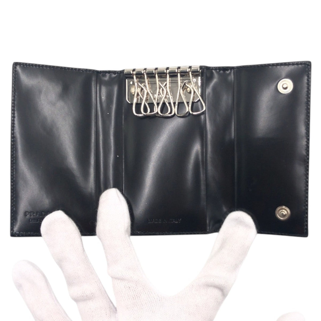 PRADA Key case Key holder  leather black Key case Key holder Unisex Women Used Authentic